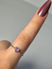 Purple heart in silver