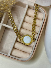 White & Black Stone Necklace ( 2 faces )