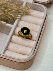 Black Enamel Flower Ring