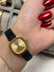 Golden Charm Black Leather Watch 2