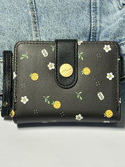 Black wallet with flowers
