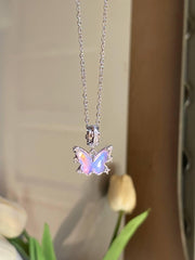 Purple butterfly necklace