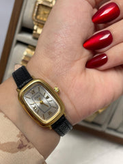 Classic Gold & Black Leather Watch