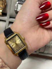 Black & Gold Classic Leather Watch