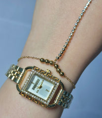 Watch with handchain diamond