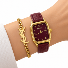 Burgundy Elegance Watch & Bracelet Set