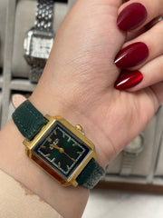 Deep green leather watch