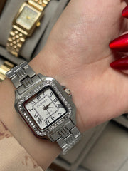 Cartieer silver diamond watch