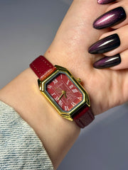 Cartier rectangle in burgundy