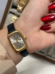 Classic Gold & Black Leather Watch