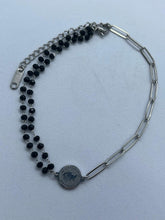 Mixed Chain Anklet with Coin and Black Beads