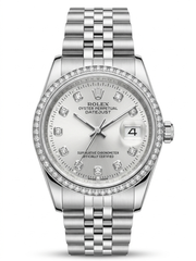 Rolex in silver with diamonds