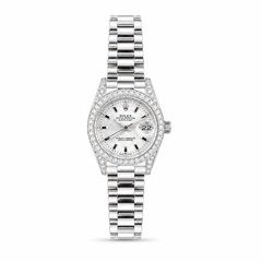 Mini rolex in silver daimond