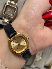 Golden Charm Black Leather Watch 2