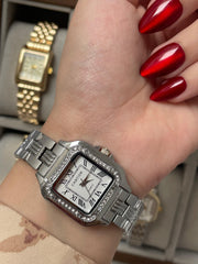 Cartieer silver diamond watch