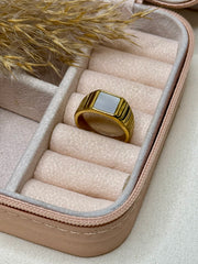Square Mother of Pearl Inlay Signet Ring