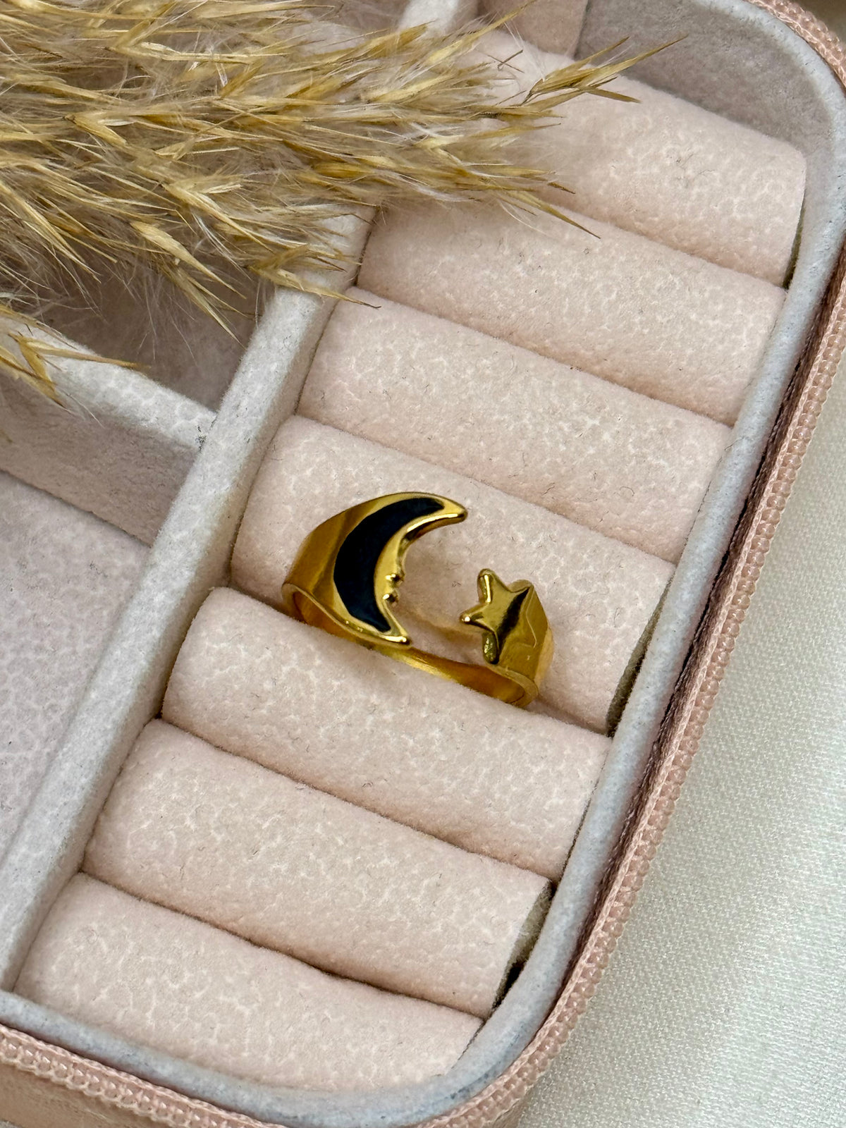 Moon and Star Adjustable Ring