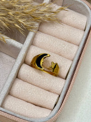 Moon and Star Adjustable Ring