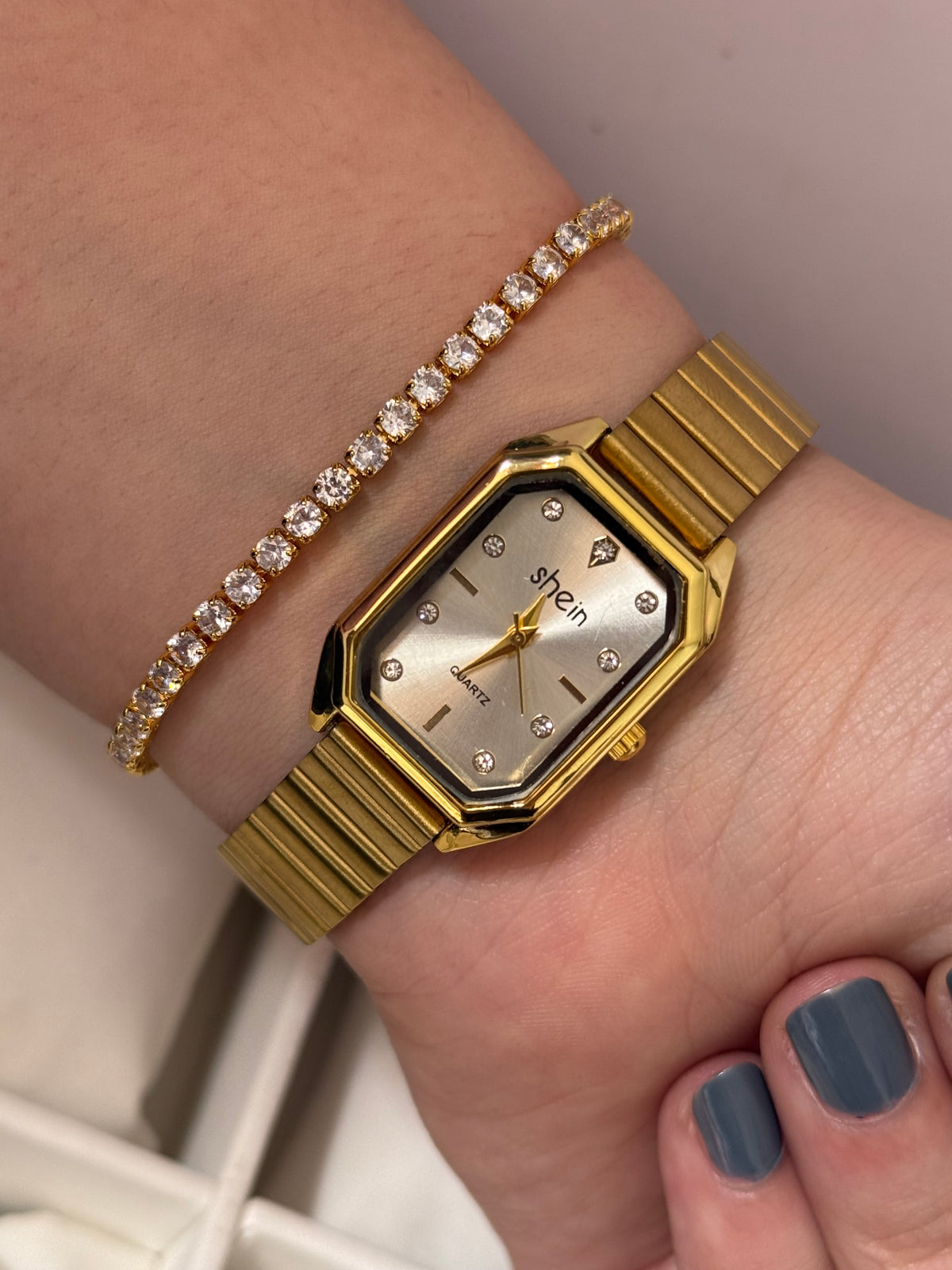 Shein rectangle withe diamond bracelet