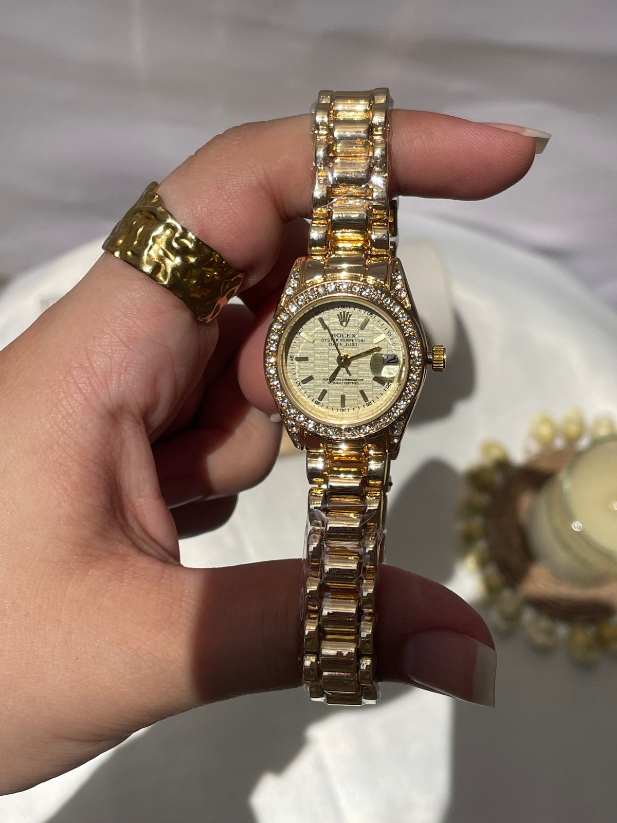 Mini rolex gold diamond 2
