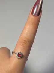 Red heart in silver