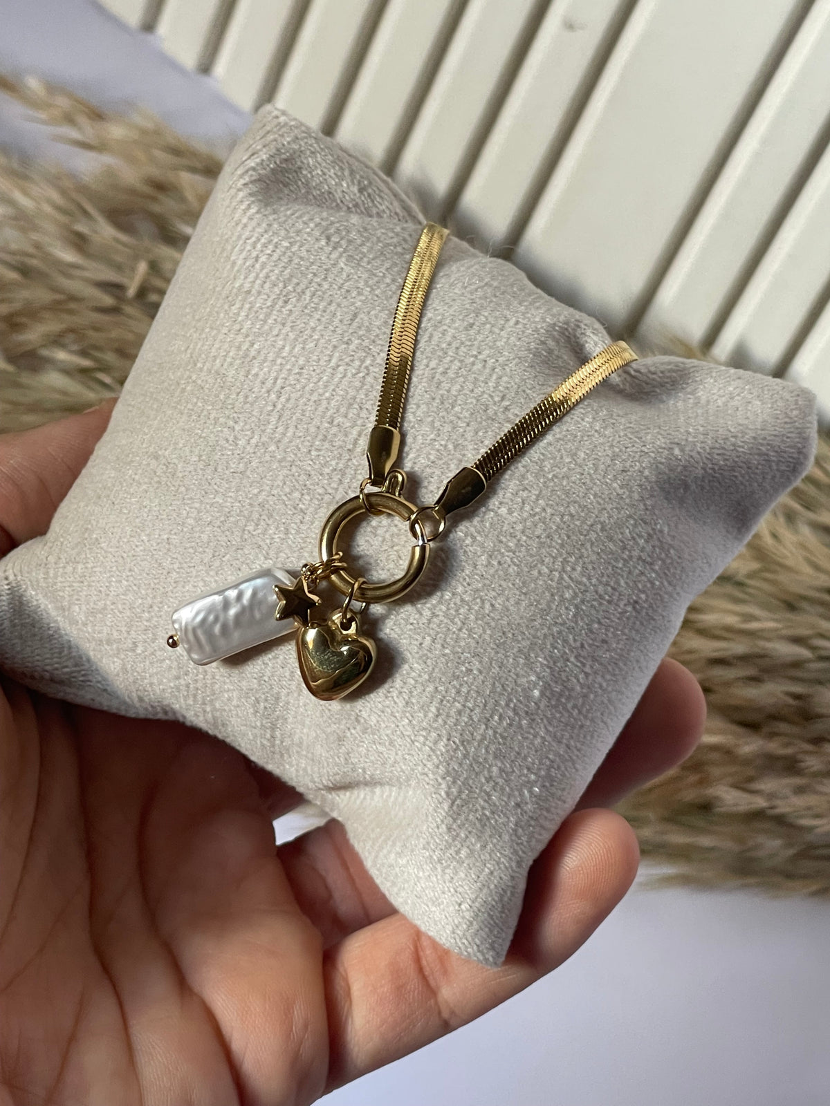 Heart and Baroque Pearl Necklace