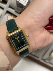 Deep green leather watch