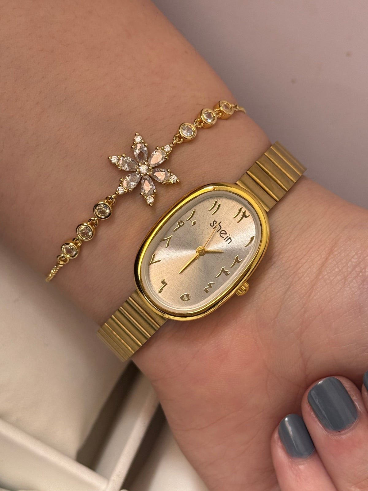 Shein with gold frozen bracelet