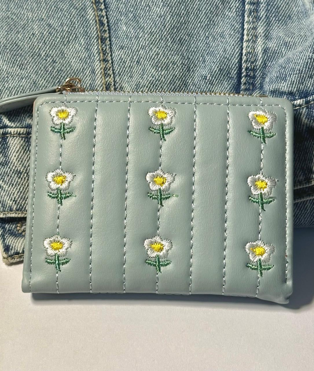 Flower wallet in baby blue