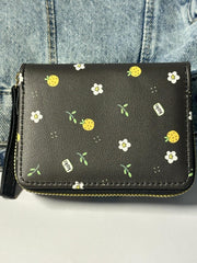 Black wallet with flowers