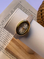 Oval leather bige