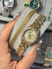 Mini Rolex in gold with wind bracelet