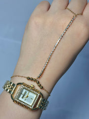 Watch with handchain diamond