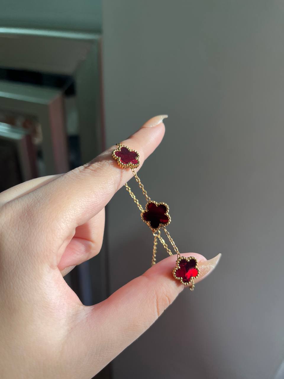 Burgundy flowers bracelet