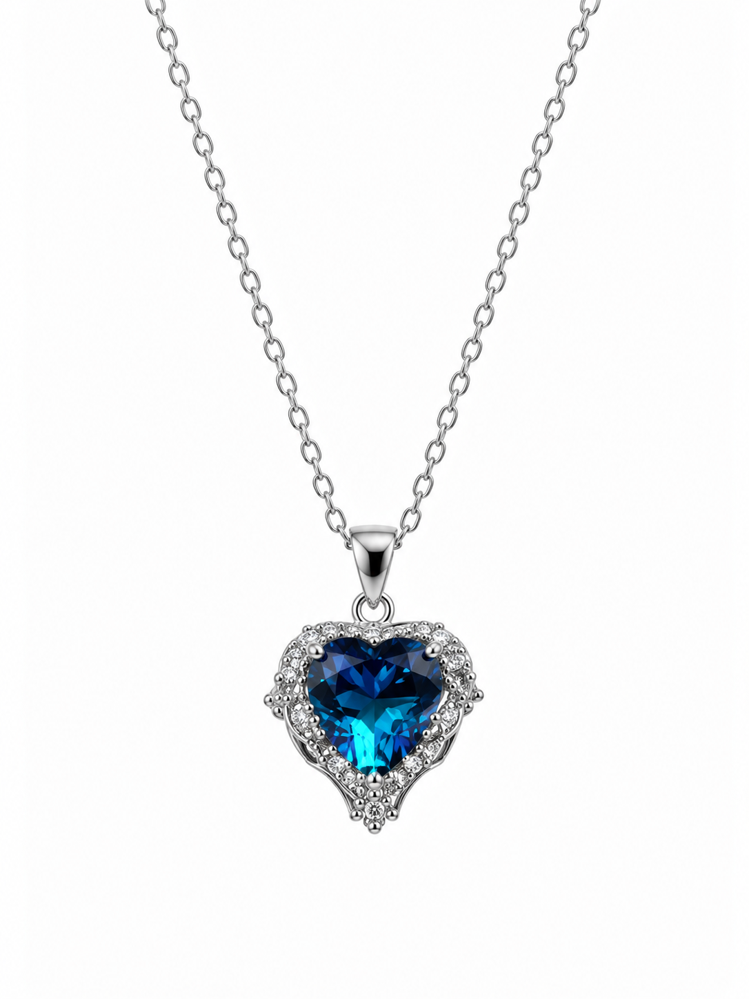 Blue Heart Filigree Pendant