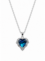 Blue Heart Filigree Pendant