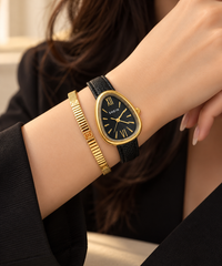 Snake leather watch with cartieer bracelet