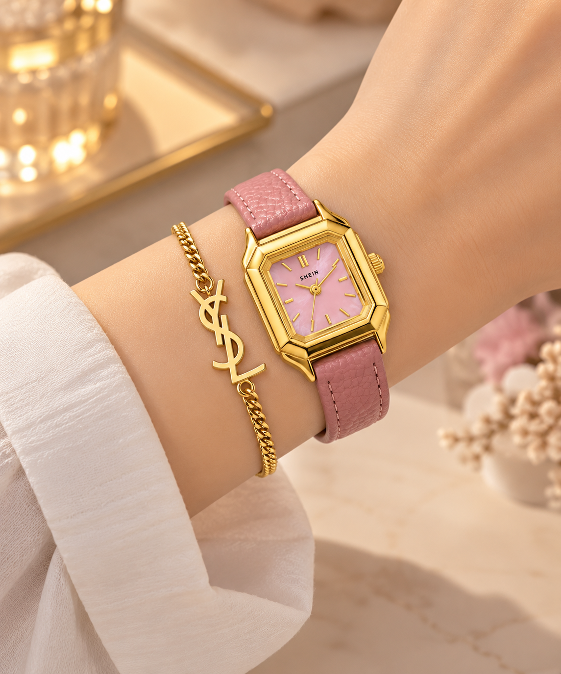 Shein Pink With bracelet New watch