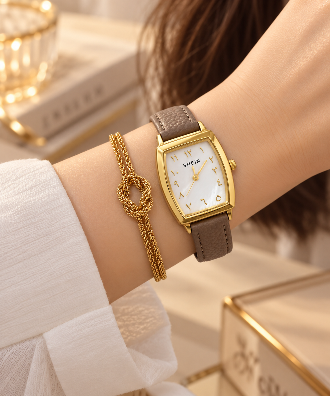 Classic Gold & Brown Leather Watch Set