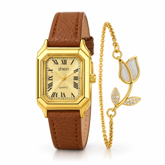 Brown watch square with bracelet
