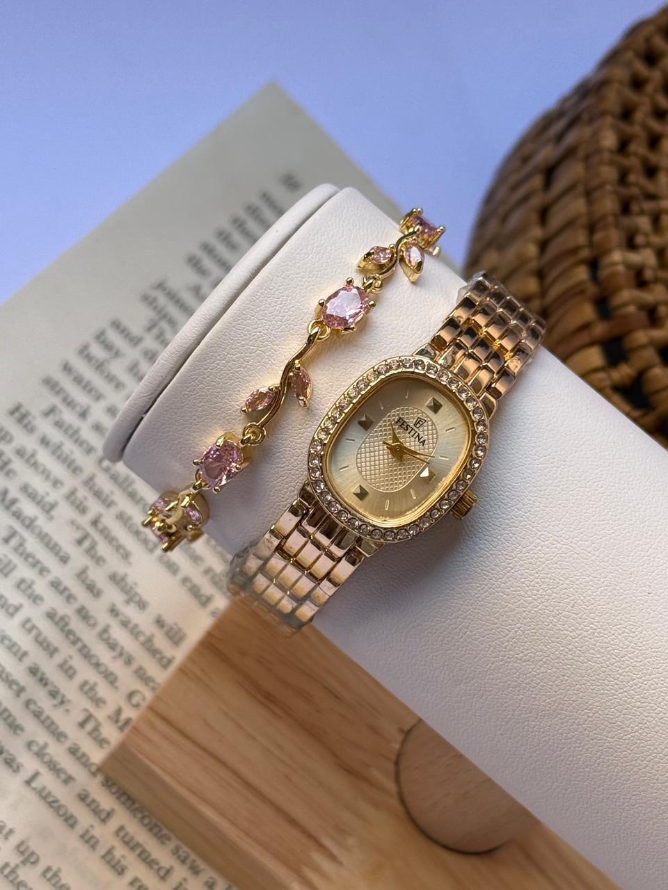 Festina gold with tulip bracelet