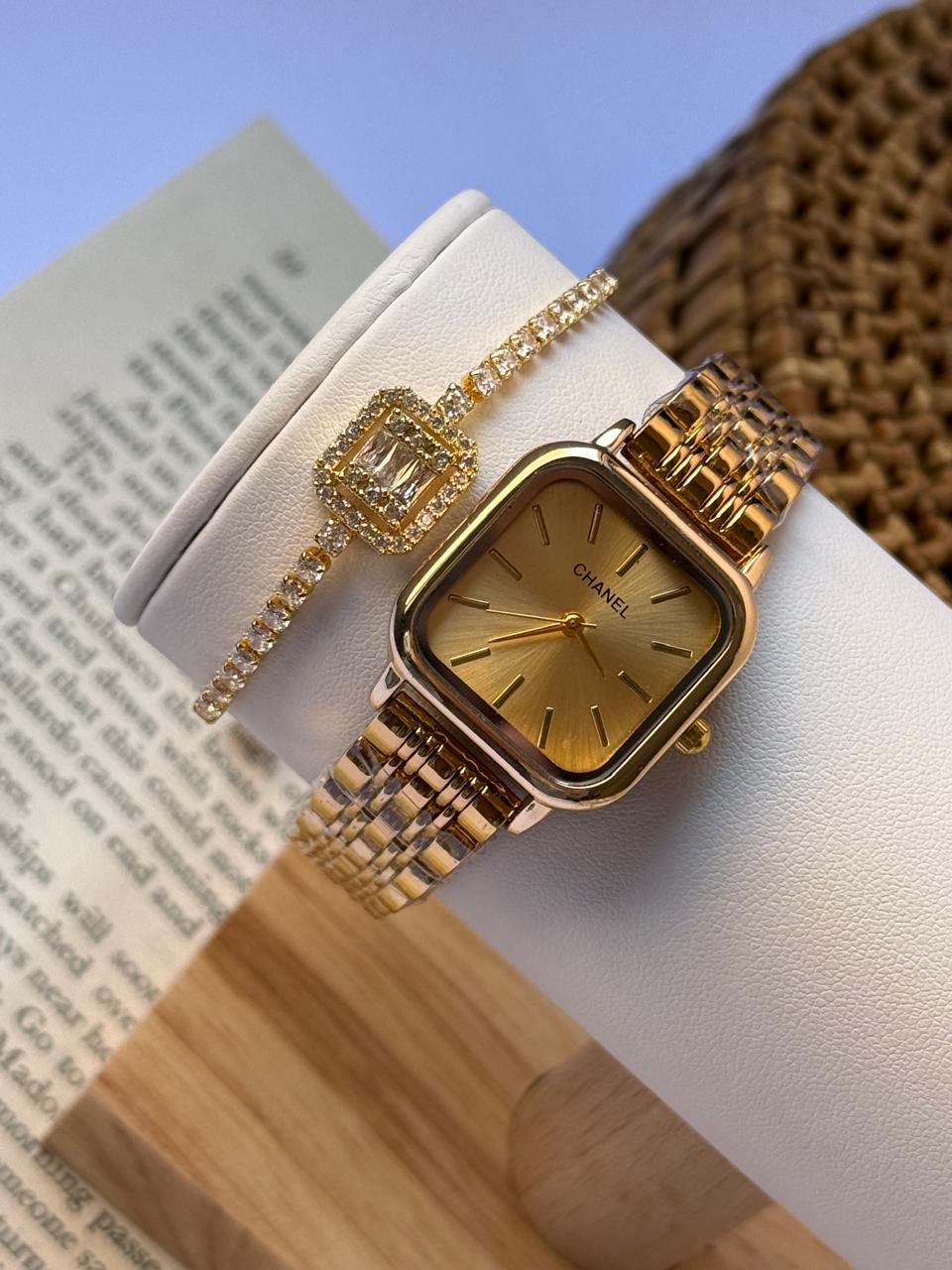 Channel and diamond bracelet