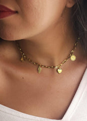 Nature-Inspired Gold Charm Necklace