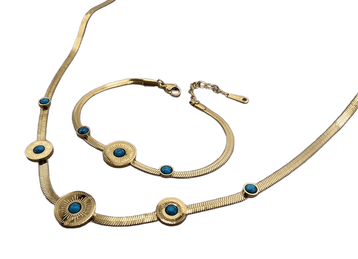 Gold & Turquoise Sun Medallion Set