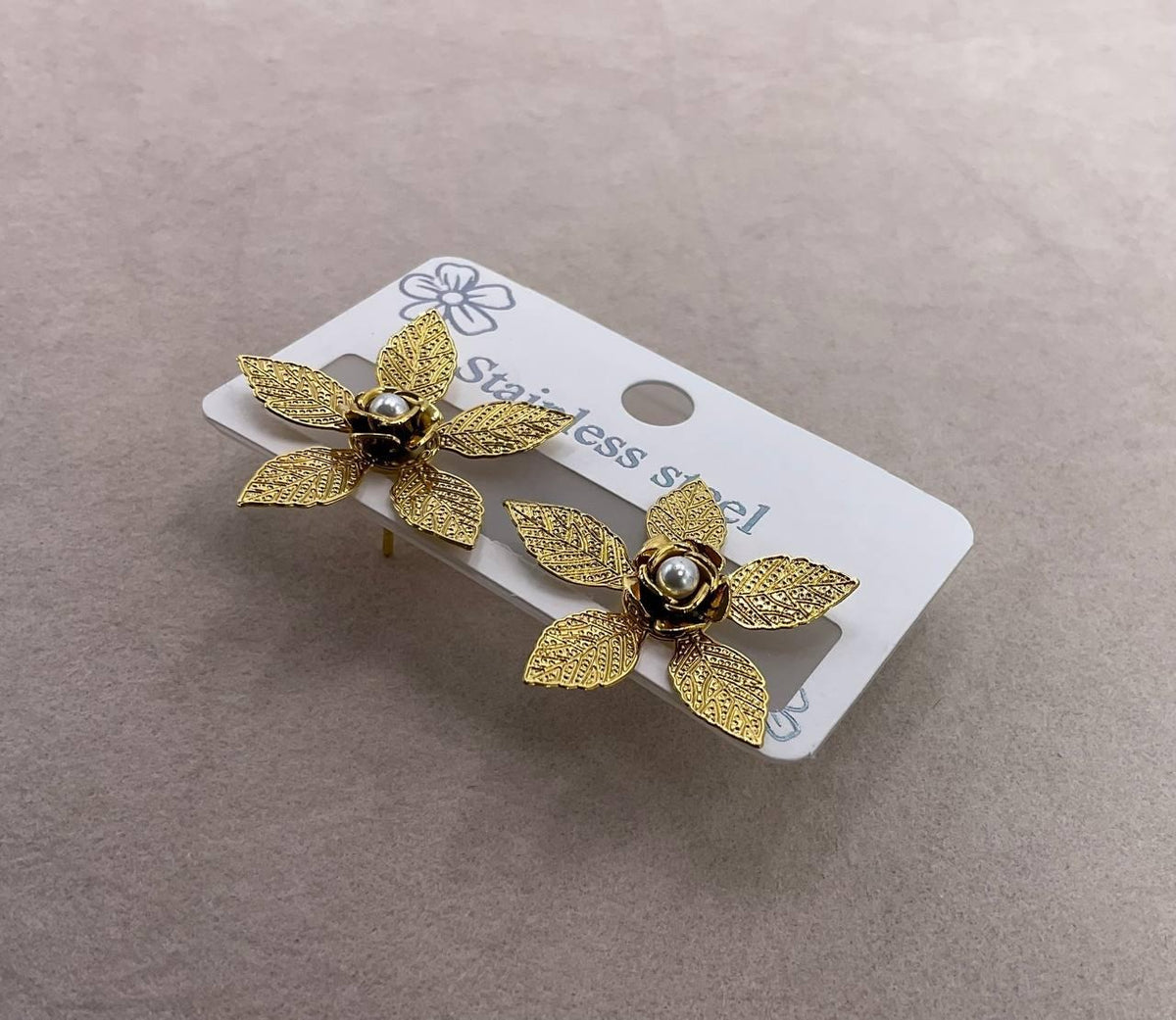 Velora Golden Vine Studs – Pearl Bloom Edition