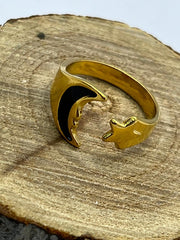 Moon and Star Adjustable Ring