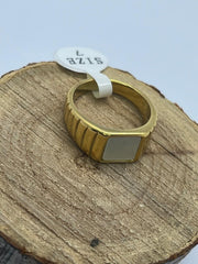 Square Mother of Pearl Inlay Signet Ring