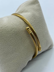 Elegant Gold-Plated Open Cable Bangle Bracelet