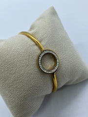 Modern Gold-Toned Stainless Steel Bangle Bracelet