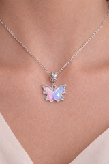 Purple butterfly necklace